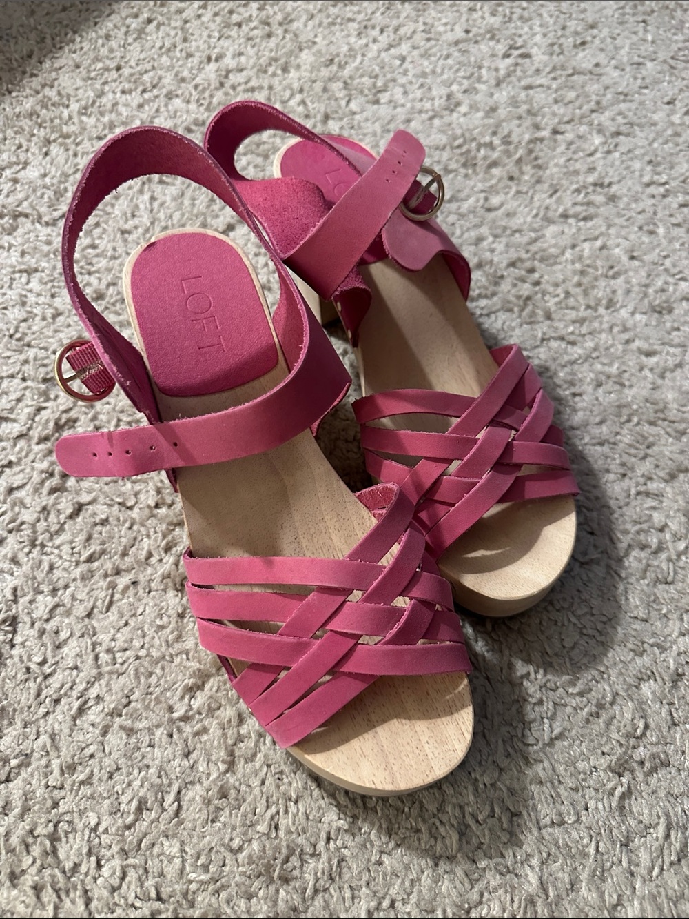 LOFT Pink Woven Strappy Slingback Sandals